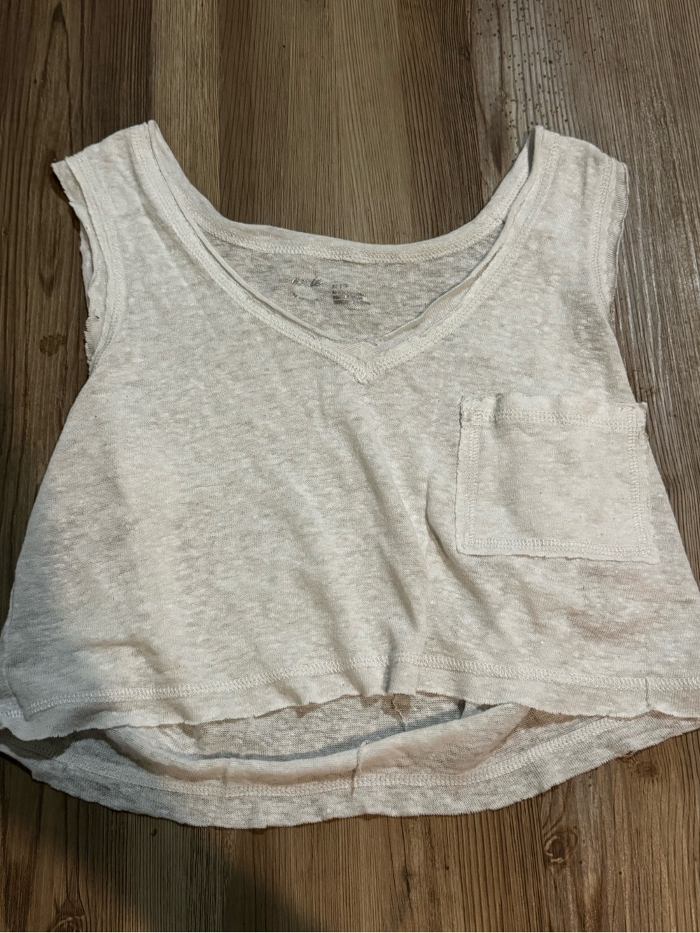 aerie Cream V-Neck Sleeveless Pocket Swim Coverup